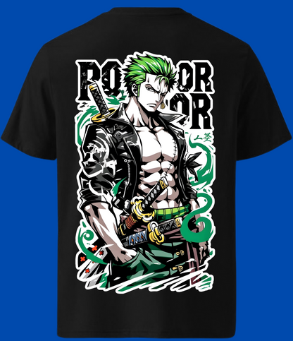 Roronoa Zoro Typography & Back Graphic Oversized T-Shirt